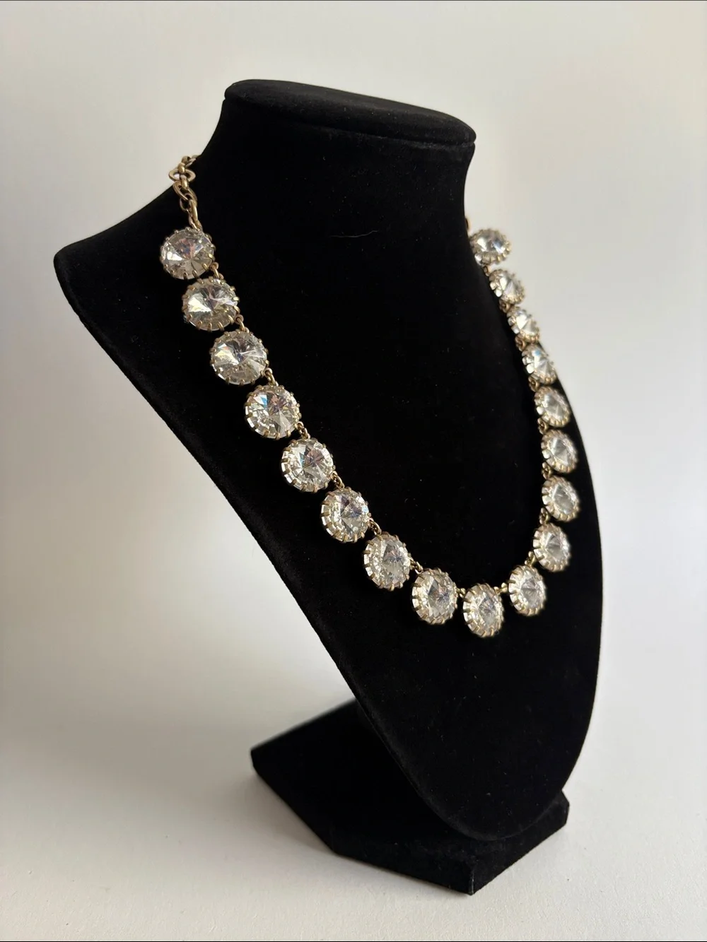 J. Crew Gold Crystal Statement Necklace Clear Stones Jewelry